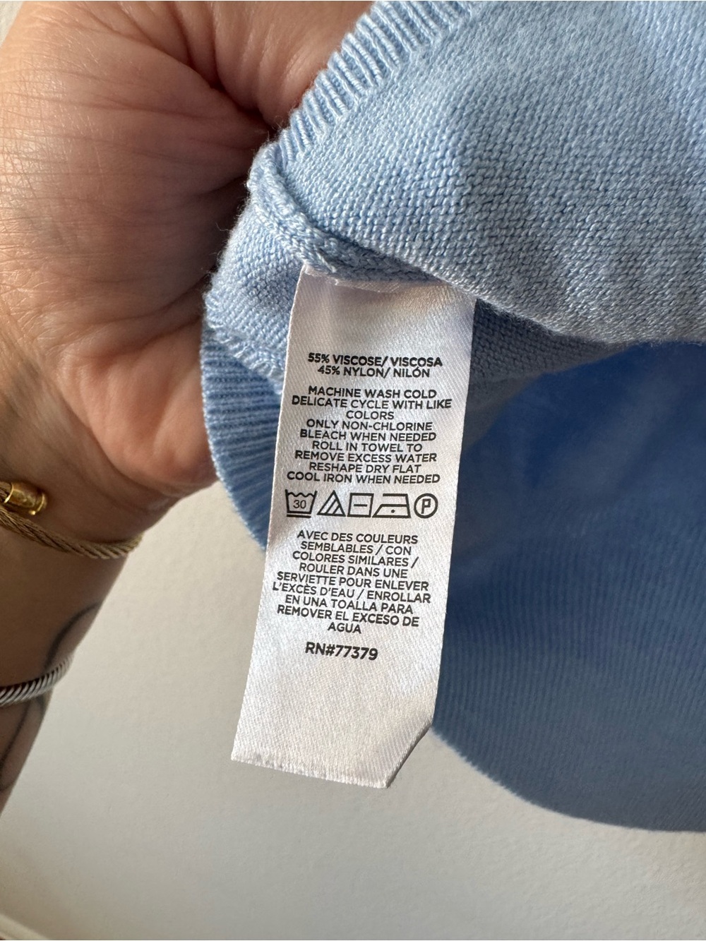 Ann Taylor Light Blue Knit Crewneck Shell - Picture 3 of 3